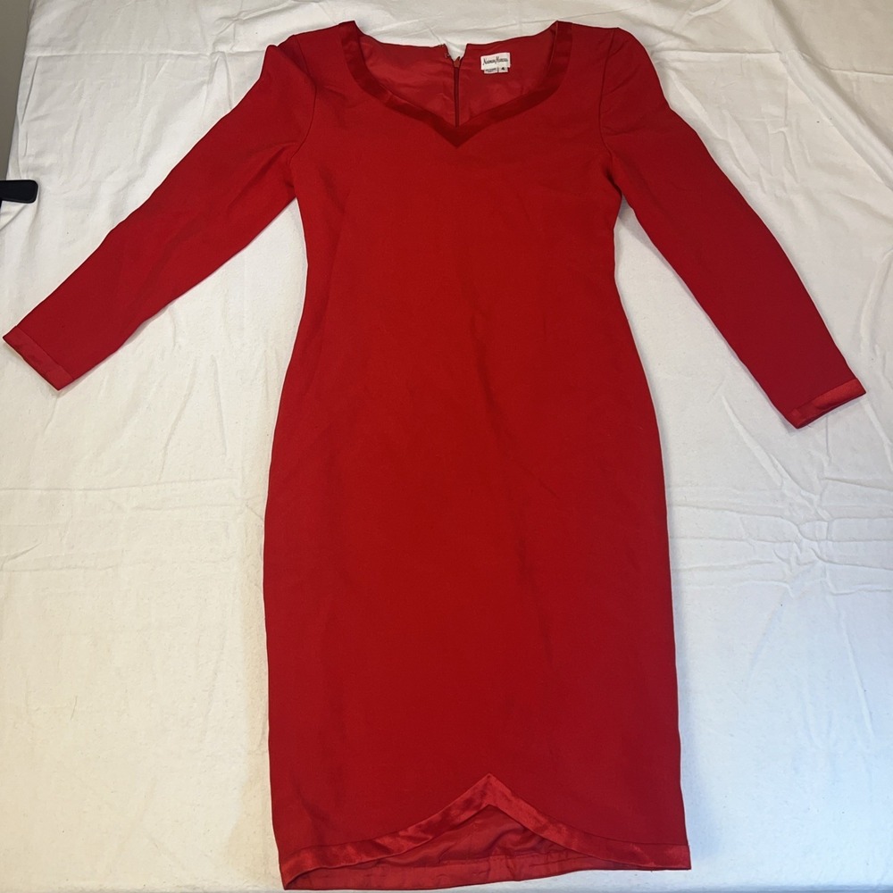 Neiman Marcus Red Dress Size 4 Lined Career Cocktail Wedding Professional